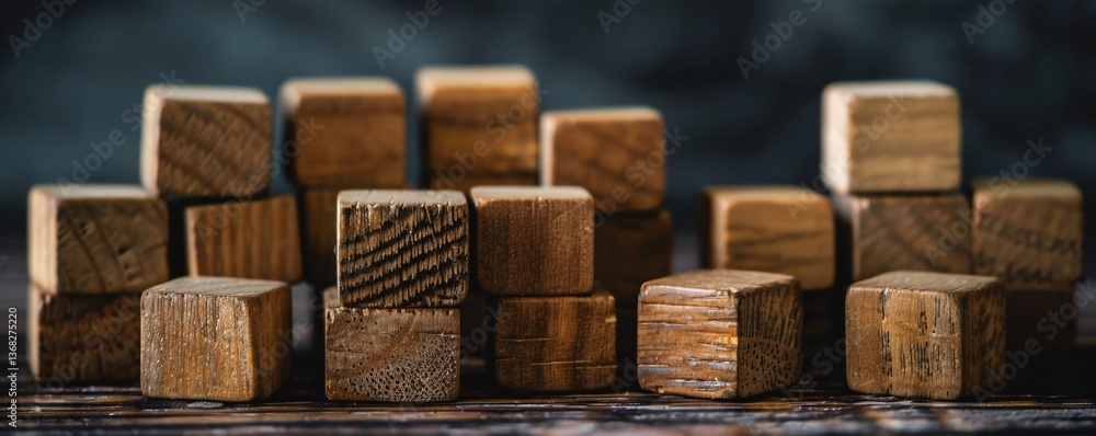 Wooden cubes creating an upward trend, symbolizing growth and progress Wooden cubes creating an upward trend, symbolizing growth and progress