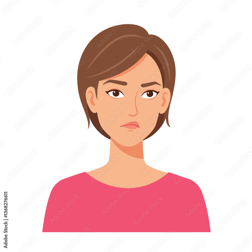 Woman with short brown hair in flat design style vector art Woman with short brown hair in flat design style vector art
