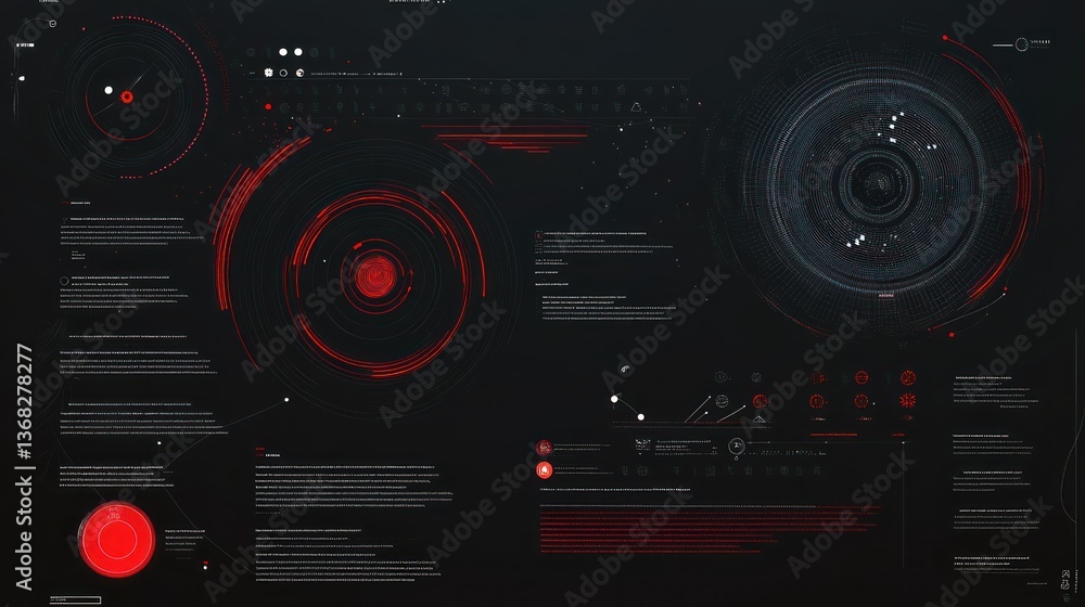 Fototapeta premium Futuristic HUD interface with circular data and information display.