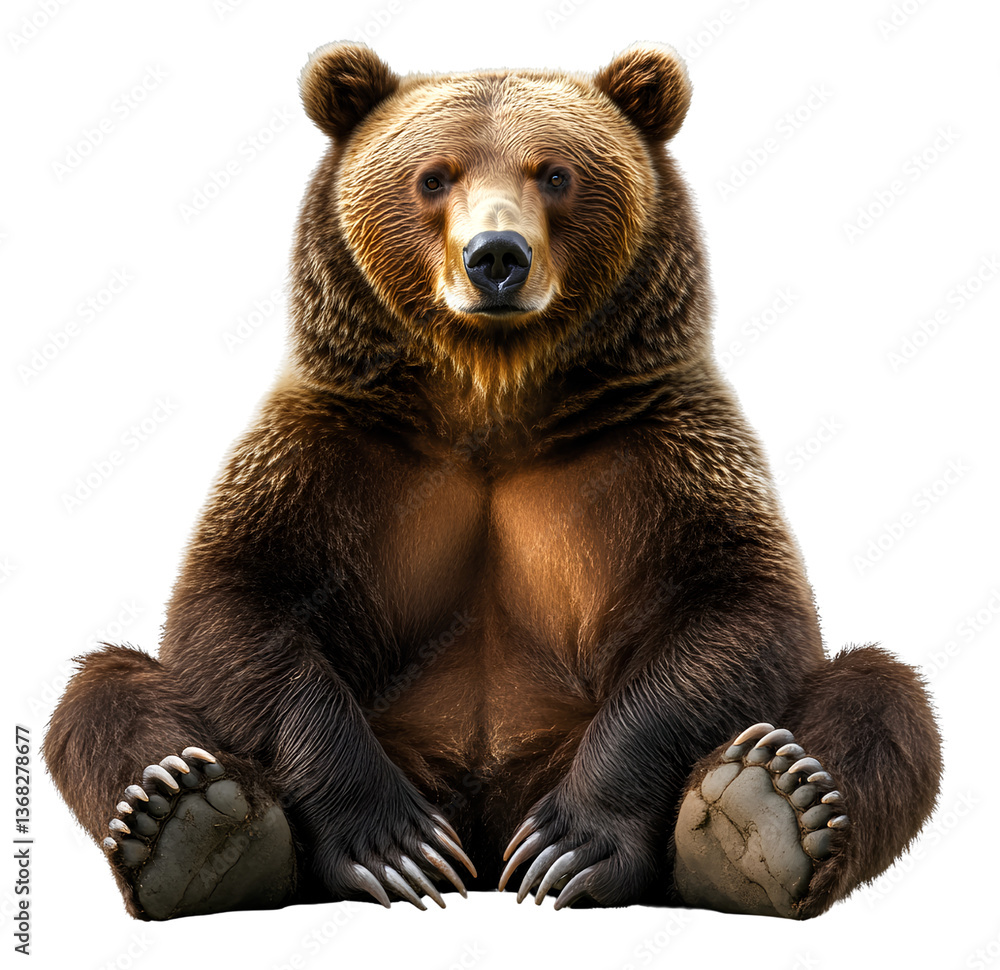 Fototapeta premium A bear is sitting down, with a transparent background 