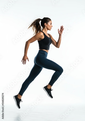 Powerful Woman Runner in Motion Fitness, Strength, and Athleticism