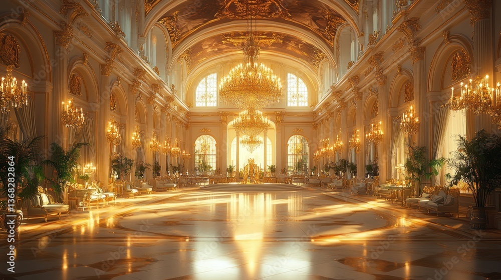 Fototapeta premium Grand Palace Ballroom: Sunlit Opulence