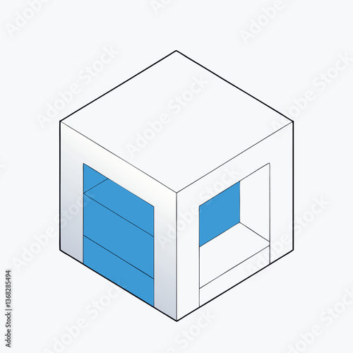 Minimalist architectural sketch white background.