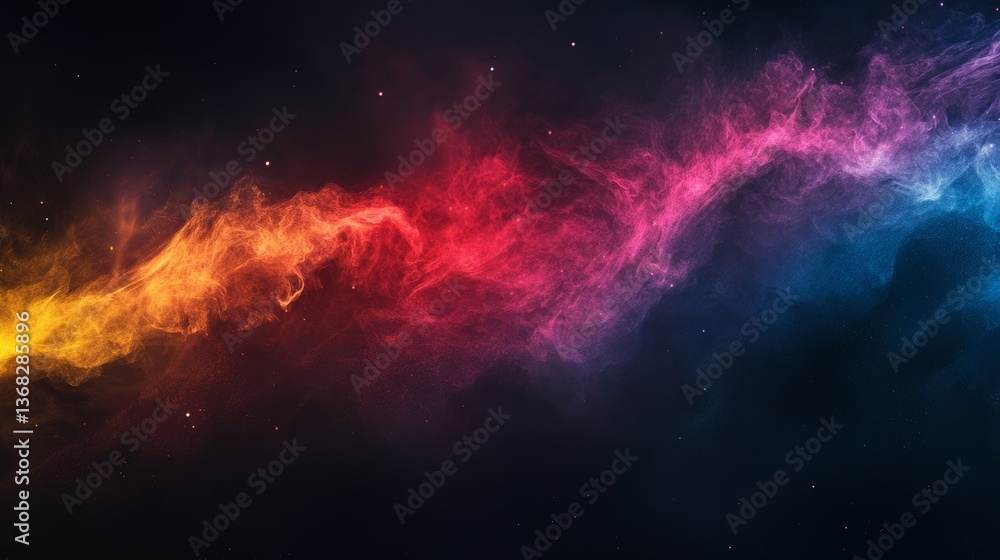 Fototapeta premium Cosmic Nebula: A Celestial Tapestry of Red, Blue, and Orange Hues