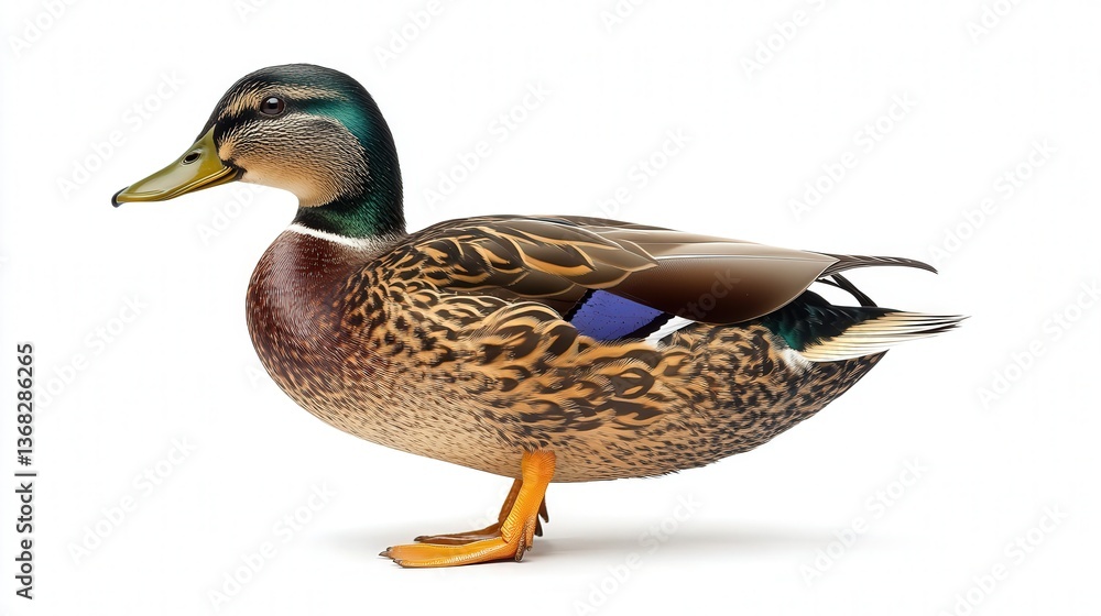 Detailed illustration of a mallard duck with vibrant plumage and a glossy head. Detailed illustration of a mallard duck with vibrant plumage and a glossy head.