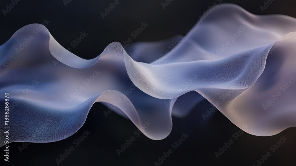 A long, flowing piece of fabric with a blue hue A long, flowing piece of fabric with a blue hue