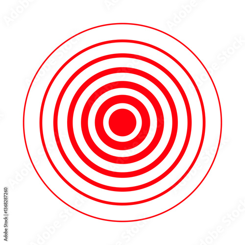Red concentric circles illustration, Earthquake symbol illustration 