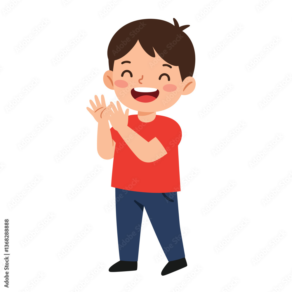 Happy child clapping hands in flat style vector art Happy child clapping hands in flat style vector art