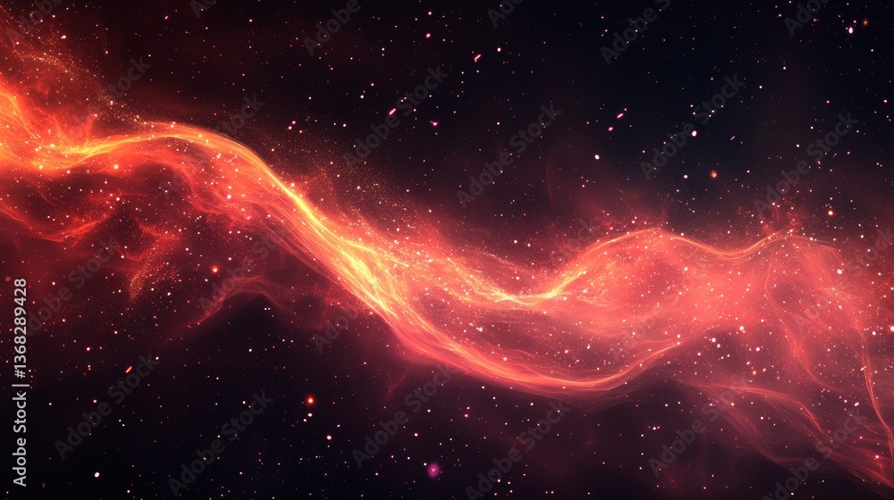 Obraz premium Cosmic Nebula: Celestial Dance of Fiery Hues