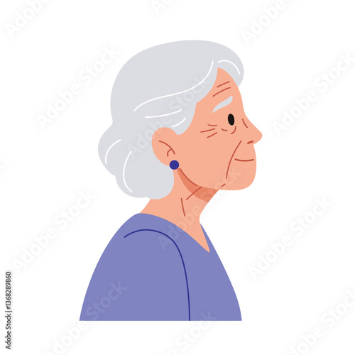 Profile of an elderly woman in flat design style vector art