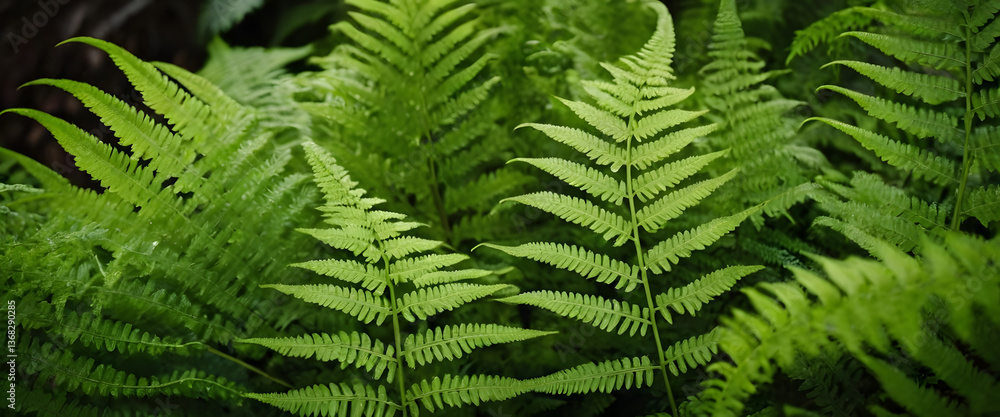 Obraz premium Lush Green Ferns in a Forest Setting Nature's Vibrant Greenery