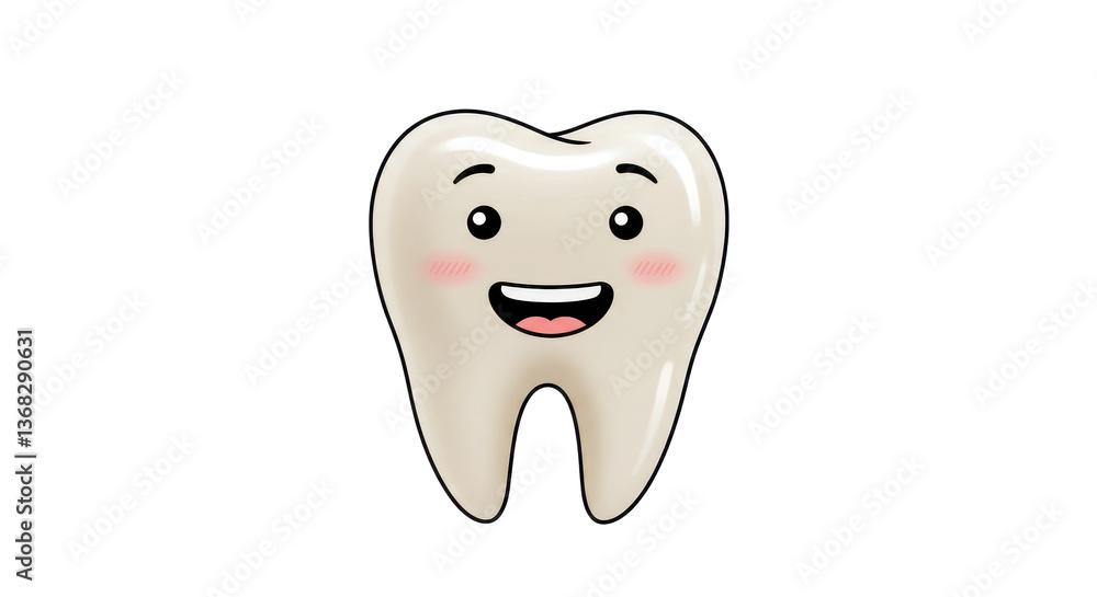 Isolated Outline Cartoon Tooth Isolated Outline Cartoon Tooth