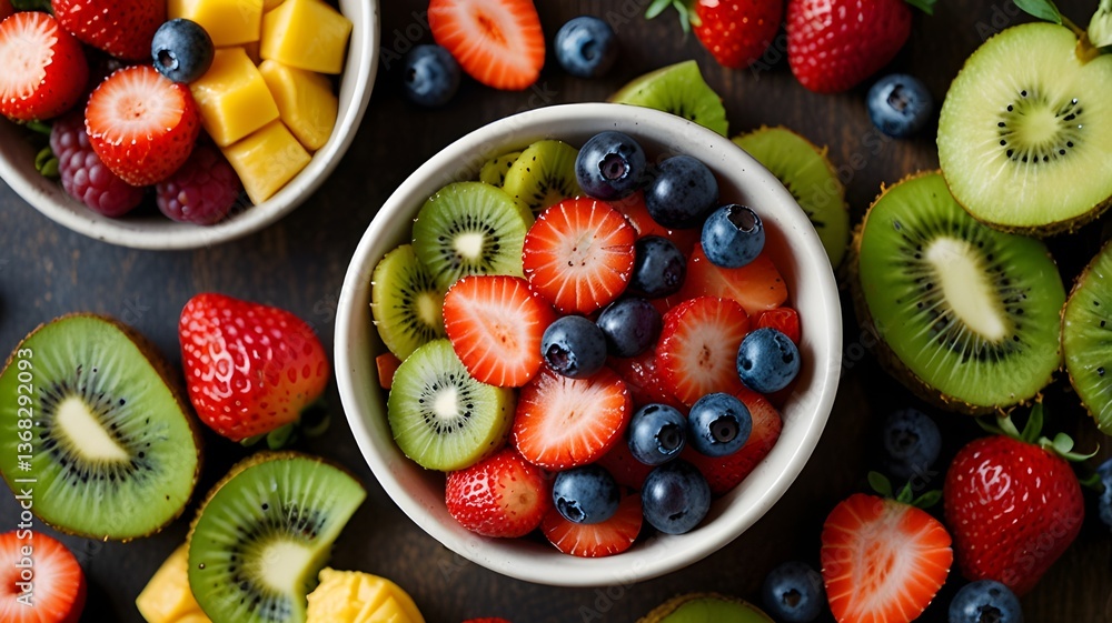 Obraz premium Vibrant and Fresh Fruit Salad Delight