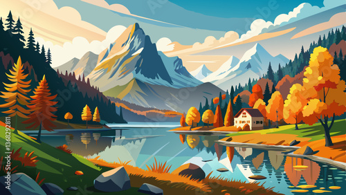 Beautiful autumn scene of Hintersee lake. Colorful morning view of Bavarian Alps on the Austrian border, Germany, Europe. Beauty of nature concep