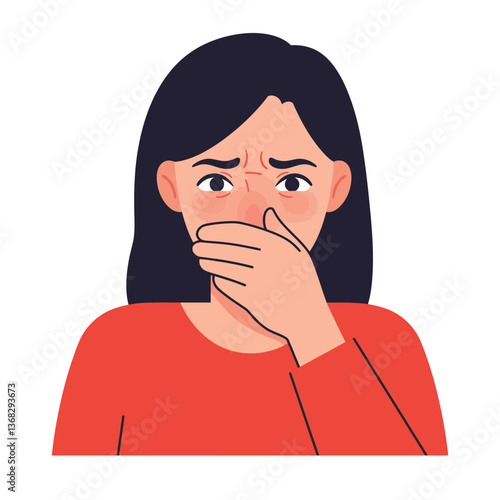 Woman expressing disgust in flat design style vector illustration