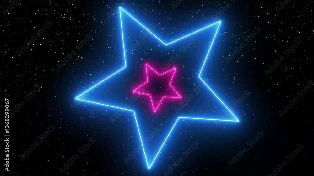 Loop is a bright pink neon glowing endless star. background motion animation. Loop is a bright pink neon glowing endless star. background motion animation.