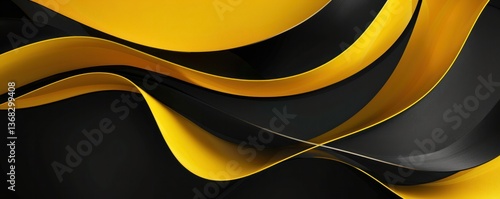 Wallpaper Mural Yellow black ribbon swirl curl bent abstract lined stripes curve wave illustration cloth fabric smooth minimal. Torontodigital.ca