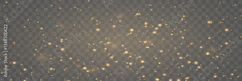 Magic shining gold and white dust. Bokeh effect. Vector.