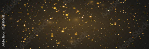 Magic sparkling gold and white dust. Christmas light effect, glitter, lights shine, amazing shimmer effect. Vector.