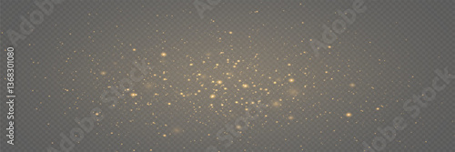 Magic sparkling gold and white dust. Christmas light effect, glitter, lights shine, amazing shimmer effect. Vector.