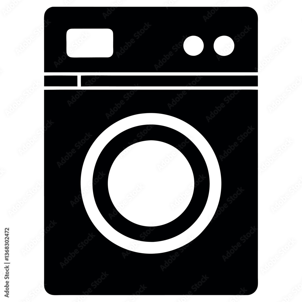 Silhouette of a washing machine on a white background. Silhouette of a washing machine on a white background.