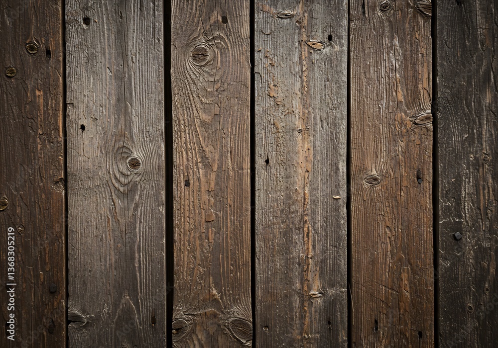 Naklejka premium Rustic Weathered Wood Planks Background Texture. AI Generated
