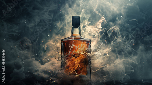 Wallpaper Mural A bottle of liquor is splashing water out of it Torontodigital.ca
