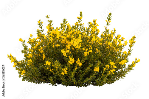 Genista plant with yellow flowers, flora detail, nature, isolated, cut out transparent