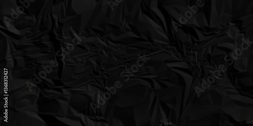black crumple obsolete billboard rumple. wrinkle ripped creased black crumple aged closeup craft document grunge recycling paper background.	
