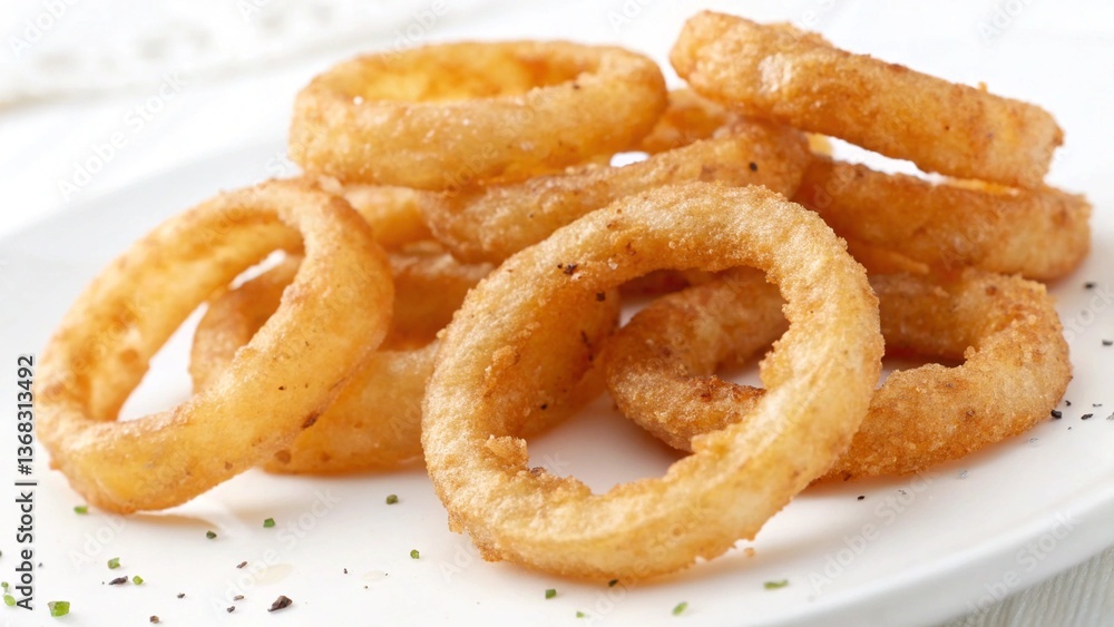 crispy onion rings isolated on a white background Generative Ai. crispy onion rings isolated on a white background Generative Ai.