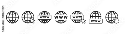 Website icon. Internet icon set. World web icon www earth globe icons. 