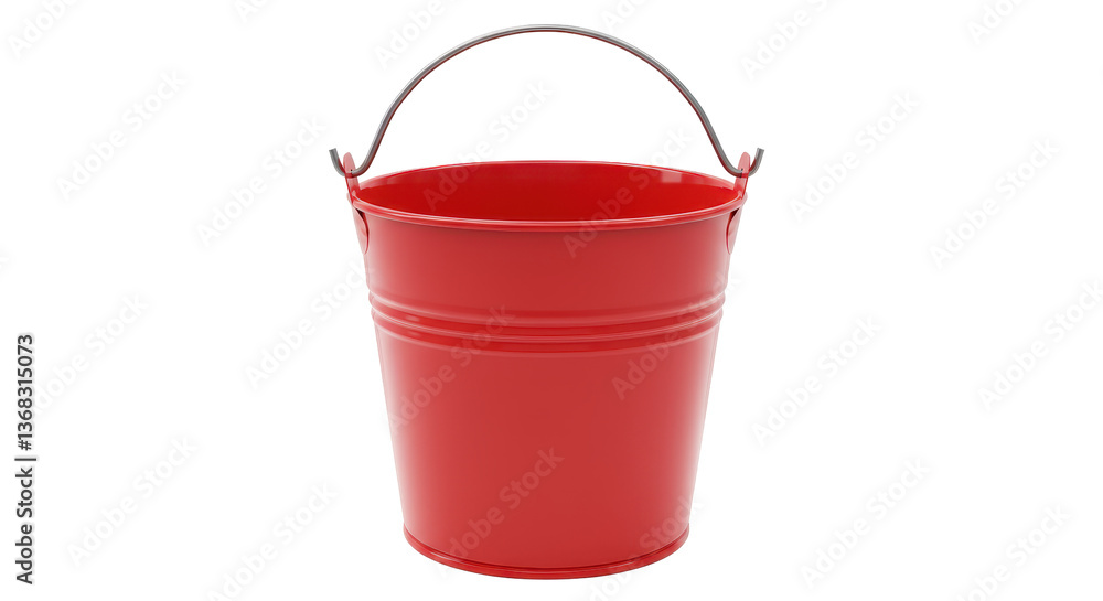 Isolated Red Metal Bucket Isolated Red Metal Bucket