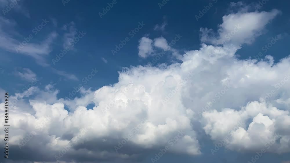 White cumulus clouds flowing on blue sky. Nature, weather, air time lapse background White cumulus clouds flowing on blue sky. Nature, weather, air time lapse background