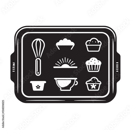 Black Color Baking Sheet Silhouette Vector Illustration, Solid White Background