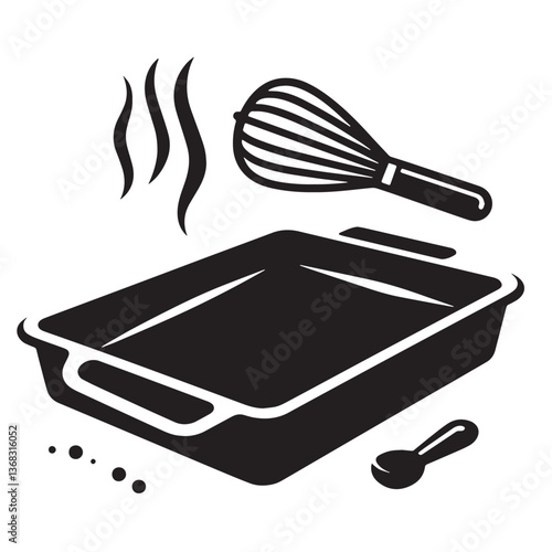 Black Color Baking Sheet Silhouette Vector Illustration, Solid White Background