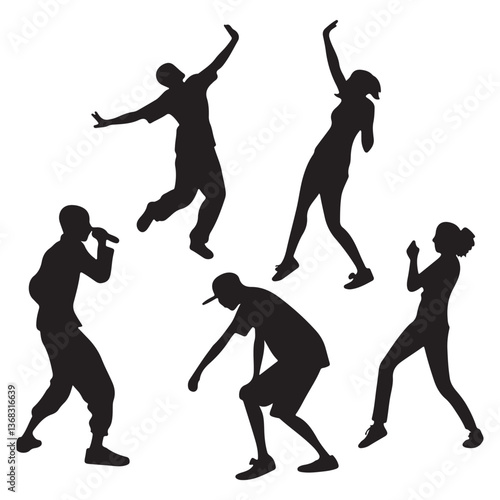 Vector silhouettes of dancing people. Beautiful couple dancing silhouette vector.