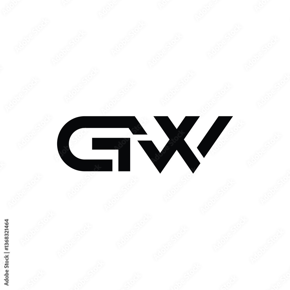 Fototapeta premium GW monogram logo design letter text name symbol monochrome logotype alphabet character simple logo