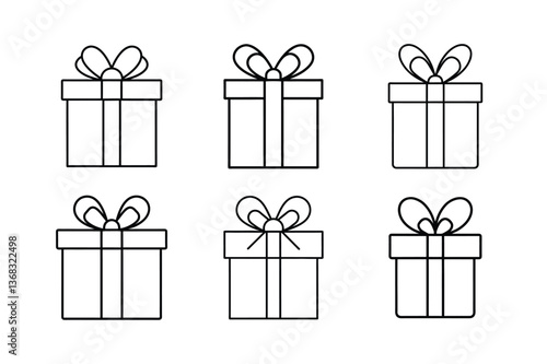 gift box line icon vector art silhouette