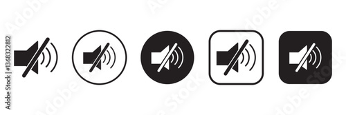 Set of no sound, No speaker icon. Sound Icons. speaker mute icon sign. Volume Off symbol. Silent mode icons