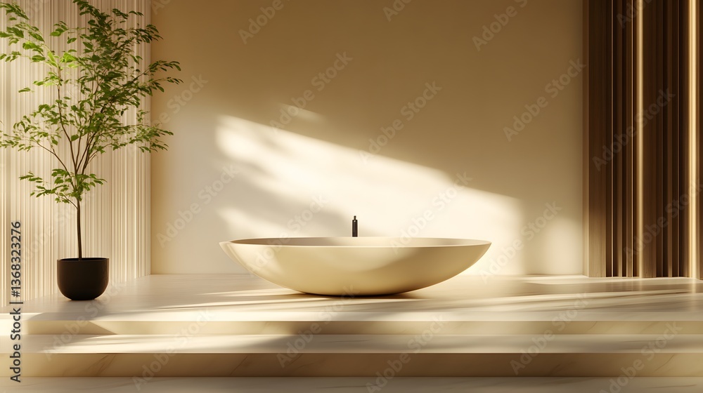 Fototapeta premium 26. A contemporary podium with a smooth, sleek design, set in a well-lit room with enough space to highlight a high-end product