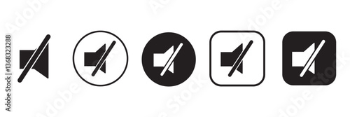 Set of no sound, No speaker icon. Sound Icons. speaker mute icon sign. Volume Off symbol. Silent mode icons