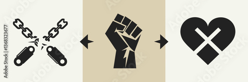 Anti-slavery and empowerment symbols – Perfect for advocacy organizations, equality-themed posters, or social justice initiatives.
