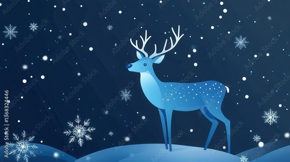 Blue Deer in a Winter Wonderland Scene Blue Deer in a Winter Wonderland Scene