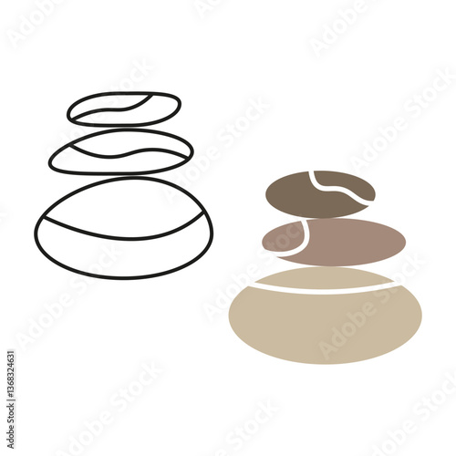 Zen stones vector. Meditation rock stack. Smooth balance symbol. Earthy neutral colors.