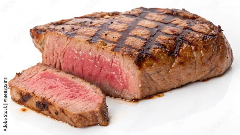 Grilled beef steak isolated on white background Grilled beef steak isolated on white background