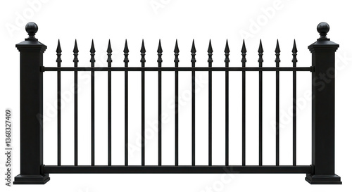 Isolated Black Metal Fence