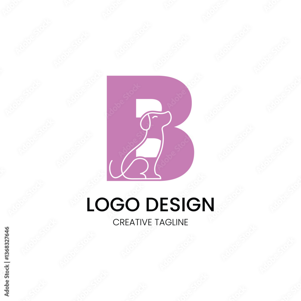 minimalist logo design with a combination of the letter b and a dog minimalist logo design with a combination of the letter b and a dog