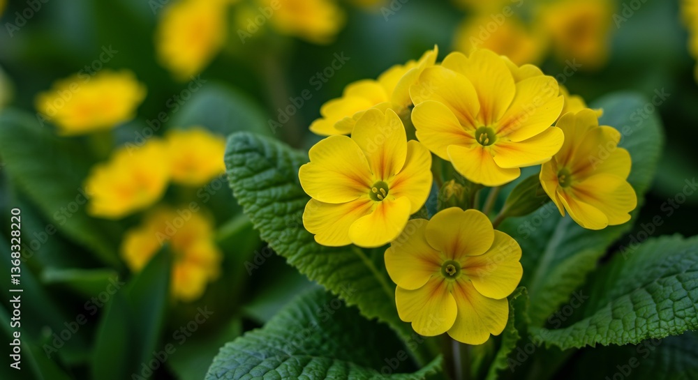 Vibrant Yellow Primroses Bloom Brightly. AI Generated Vibrant Yellow Primroses Bloom Brightly. AI Generated