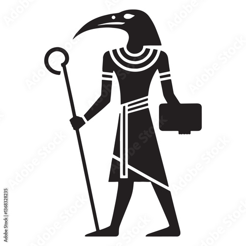 Revered Thoth silhouette, divine judge of knowledge - Thoth illustration - Thoth vector - Egyptian god silhouette - Egyptian silhouette

