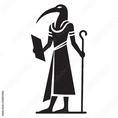Iconic Thoth silhouette, a symbol of intellect - Thoth illustration - Thoth vector - Egyptian god silhouette - Egyptian silhouette

